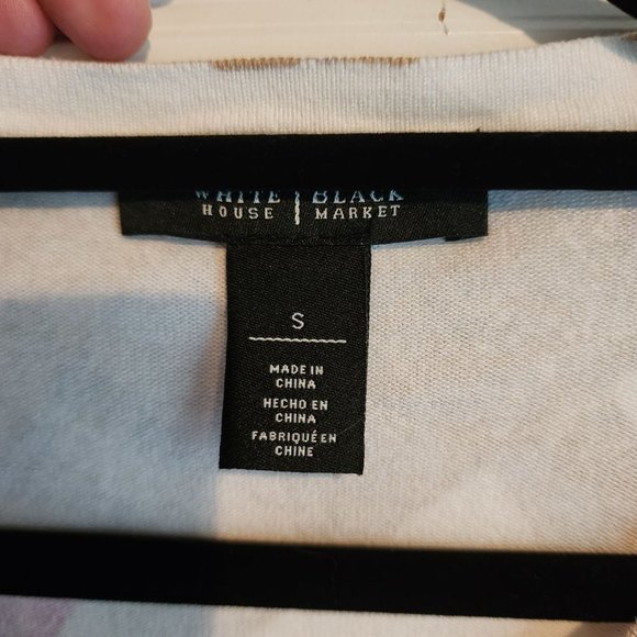 WHBM 3/4 Sleeve Printed Block Cardigan womens size S Gold Sparkle snaps - Picture 5 of 5